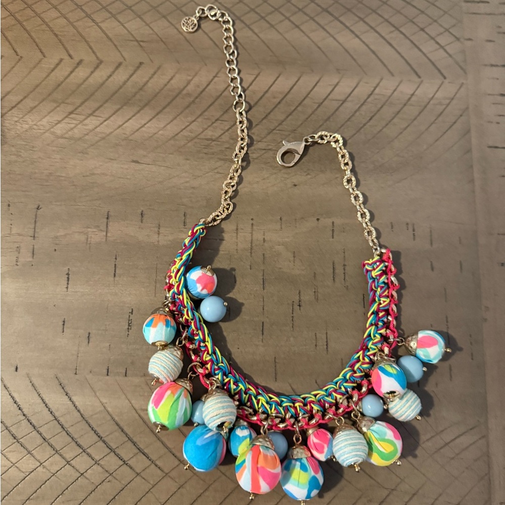 Colorful Beaded Pulitzer Fabric Necklace